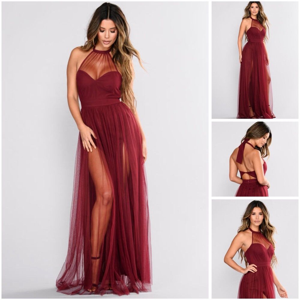 Fashion Nova Off The Tulle Gown Wine size XS Maxi Formal Dress sleeveless
